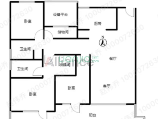 房子是洋房，四居改三居集中供暖-户型图