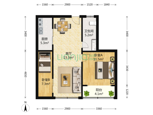国和大楼 2室1厅1卫 75平方