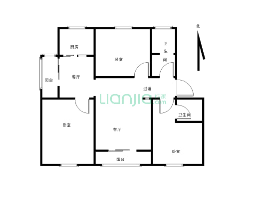 紫竹苑小区三室两厅两卫出售，价格不高，满五唯一-户型图