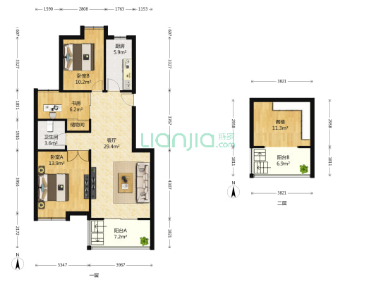 玲珑翠谷 3室1厅1卫 94平方
