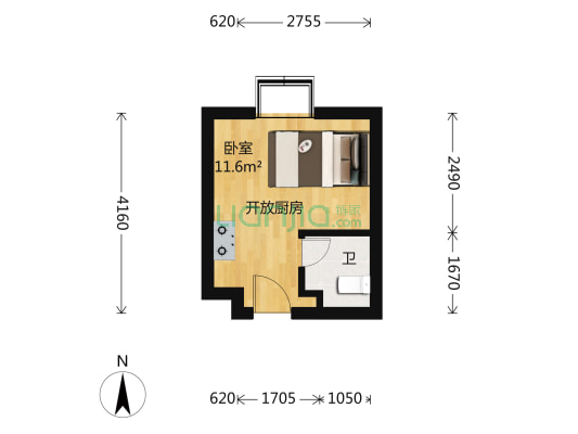 万乐城(商业类) 1室0厅1卫 21平方