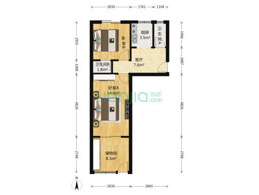 昌宁南里 2室1厅2卫 54平方