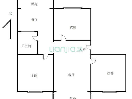 东安小区 3室1厅 南 北-户型图