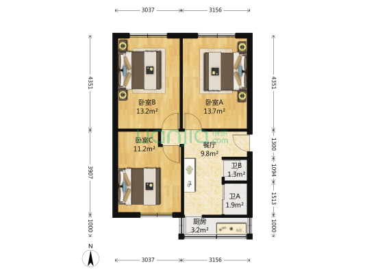 康平街 3室1厅2卫 72平方