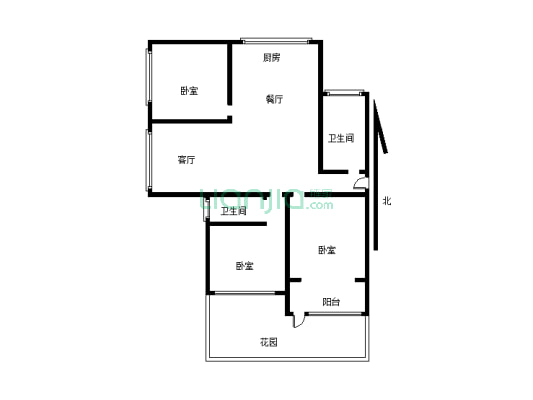 一楼带院 有地下室 有房产证 新小区南北通透的户型-户型图