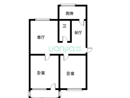 物探一号院 中间楼层 南北两居 采光无遮挡-户型图
