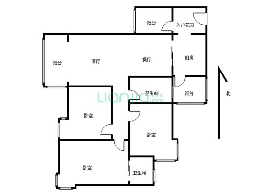 房子标准套三，户型方正，小区环境舒适-户型图