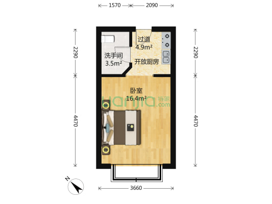 维奇特大厦 1室1厅1卫 38平方