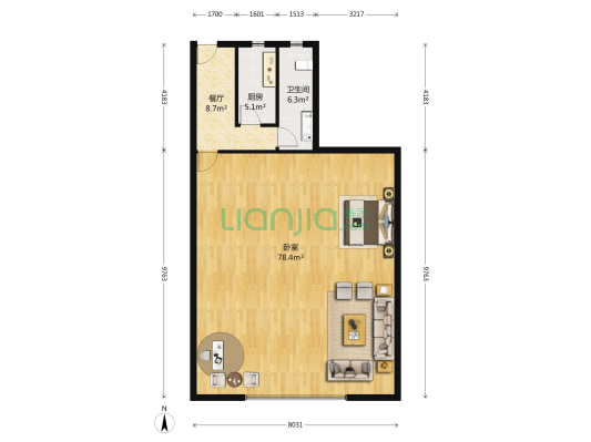 顺达商业广场 1室1厅1卫 136平方