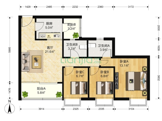 格局方正 小區綠化高 南向三房 採光良好_廣州黃村中海康城二手房推薦