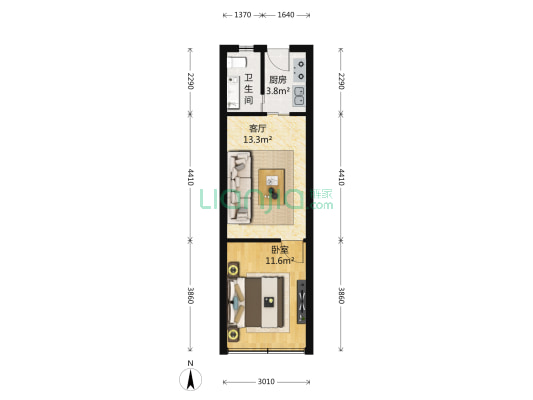 联乾小区 1室1厅1卫 41平方