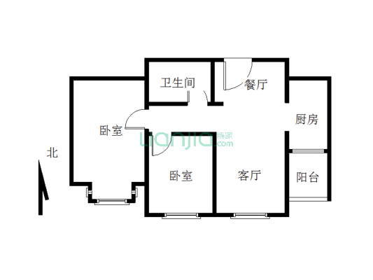 宇恒·玖玺台 2室1厅 南-户型图