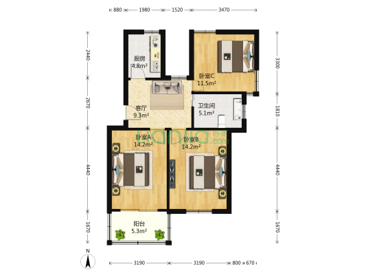 富岩路7号 3室1厅1卫 0平方