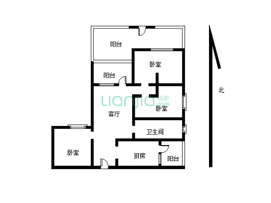 海棠蓝湾别墅3室2厅1厨2卫 77平 小区环境好 适宜居住-户型图