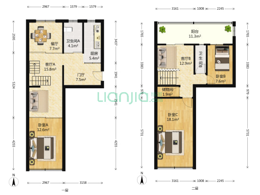 内江一村 3室3厅2卫 118平方