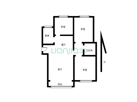 金水湖小三房好楼层位置优越价位合适-户型图