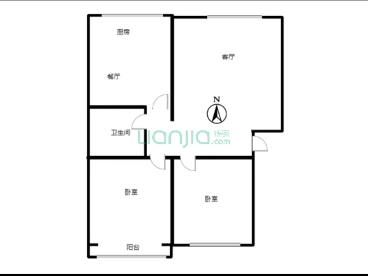 新府阳光 2室2厅 南 北-户型图