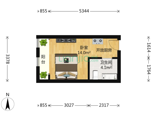 同人精华 1室1厅 南