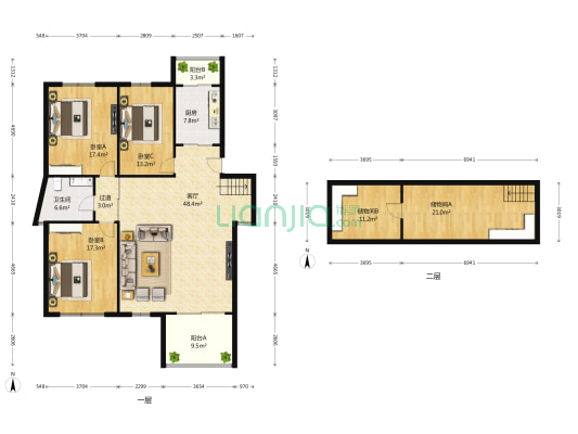 亿达知音园 3室1厅1卫 98平方