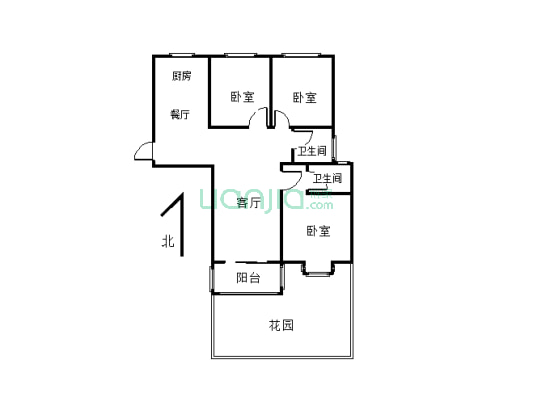 金石里巷电梯小高层125平毛坯3室带40平花园有证可分期-户型图