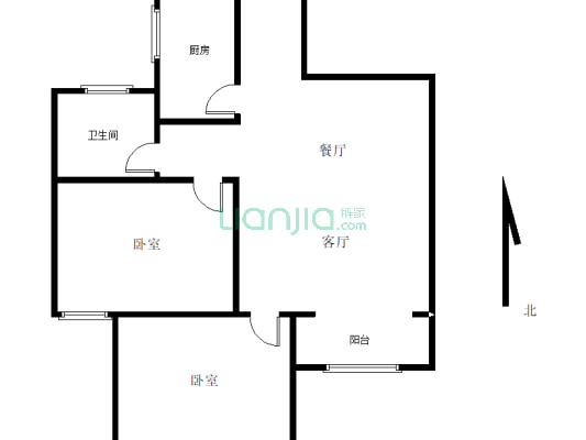 百汇国贸82.95平两室两厅精装带家具家电-户型图