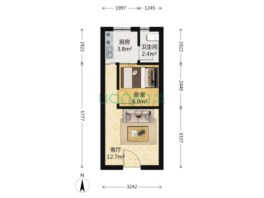 科技园三十四区 1室1厅 580万