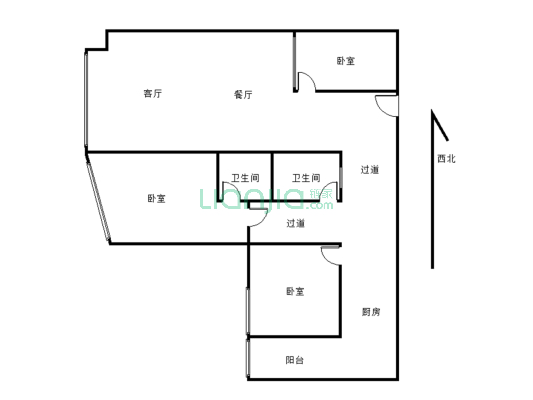 仁仁广场住宅 3室1厅 东南 西南-户型图