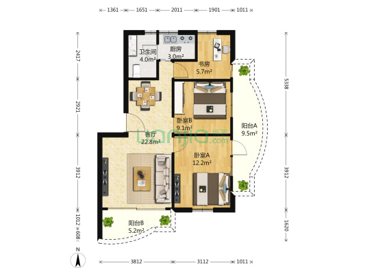 榕苑 3室1厅1卫 81平方
