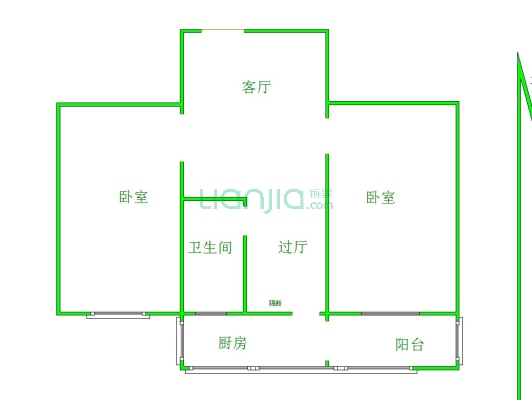 建安三公司宿舍2室1厅1卫高层-户型图