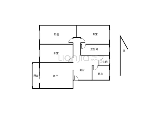 皇富花园3室2厅2卫 大户型 交通便利适合居住-户型图