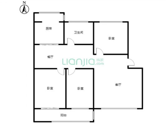范阳路宜佳旺 银都小区南北通透三居室，低楼层-户型图