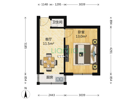 林茂小区 1室1厅1卫 36平方
