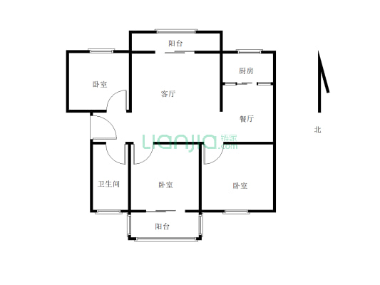 玉苑金鼎3室1厅1厨1卫    带储物间-户型图