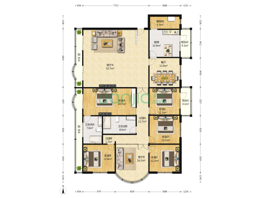 富康路甲18号 5室3厅2卫 338平方