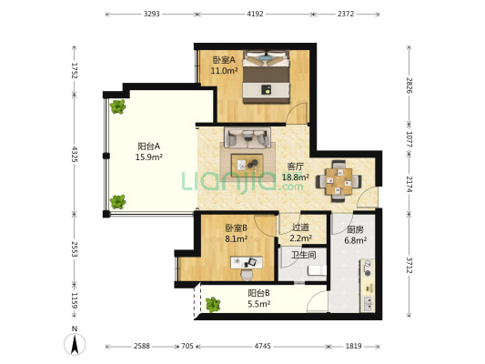天府逸家一期 2室1厅1卫 76平方