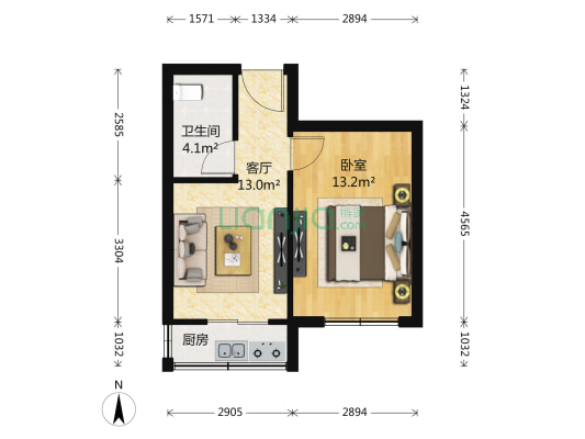 新林东巷 1室1厅1卫 44平方