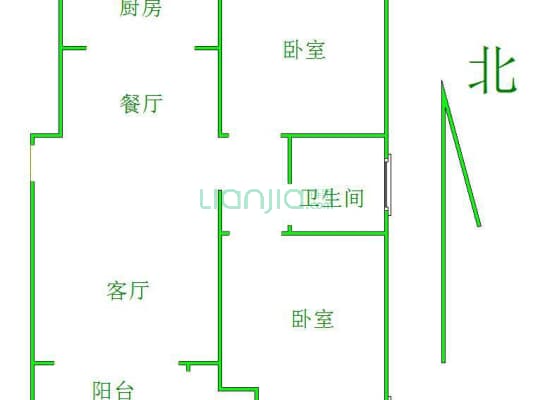 上林风景 2室2厅 北 南-户型图