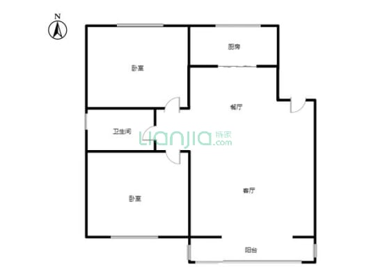 东安小区 2室2厅 南 北-户型图