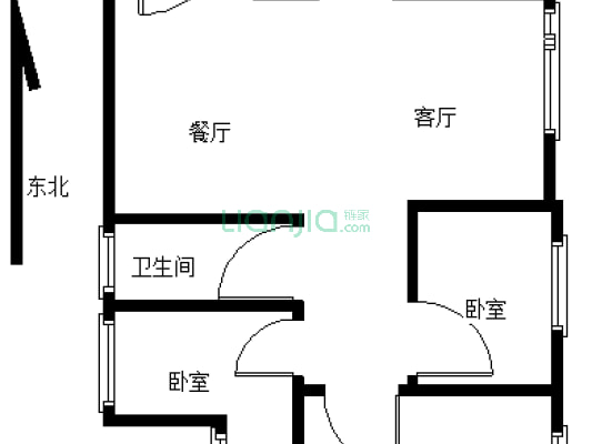 江北新区，100平米三房双卫。单价6000多-户型图
