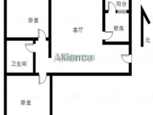 翡翠滨江 2室1厅 南-户型图