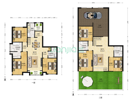 万科御龙山 6室2厅4卫 141平方