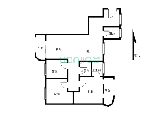 滨江国际 住家精装修 3房 全中庭。诚心出售-户型图