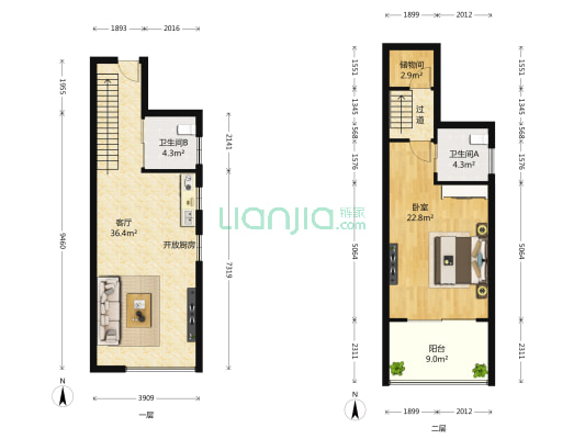 水印城 1室1厅2卫 62平方