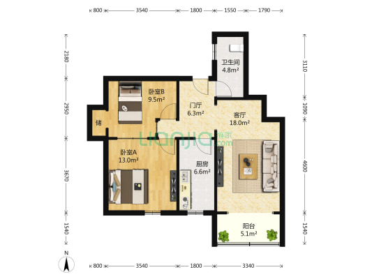 武定大厦 2室1厅1卫 94平方