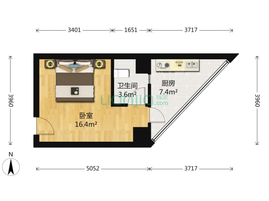 嘉华大厦 1室0厅1卫 35平方