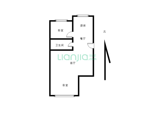 长安小区2楼，简单装修，两室格局，前后通透-户型图