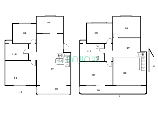 凌云路雅苑小区多层复式270多平方的五室三厅精装修-户型图