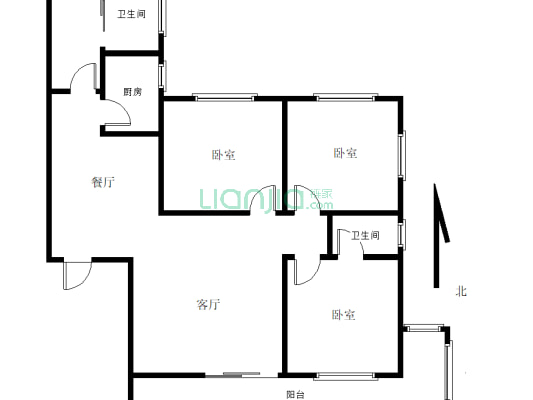 沁园小区电梯房138平三室两厅两卫有证可分期-户型图
