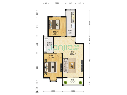 良城美景家园 2室1厅1卫 92平方