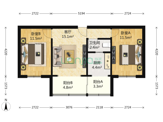 玉寿巷5号 2室1厅1卫 61平方